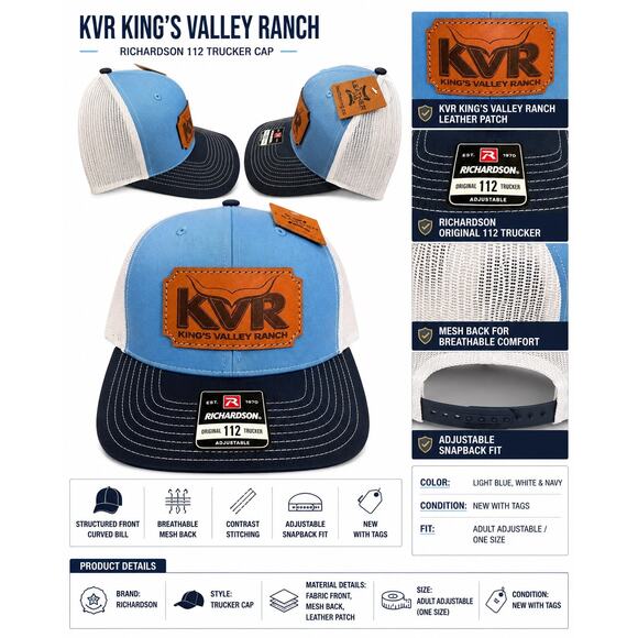 KVR King’s Valley Ranch Richardson 112 Trucker Hat Leather Patch Westerncore Cap main image 5